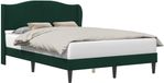 vidaXL Bedframe met hoofdeinde, donkergroen, 140 x 190 cm, fluweel