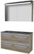 Basic-Line Premium 46 Badkamermeubelset - 120 x 46 cm - Met Grepen - 4 Lades - Hardstenen Wastafel - 2 Kraangaten - Spiegelkast met LED Verlichting - Scotch Oak