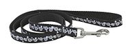 Chapuis Sellerie Lijn gitaarriem van nylon voor honden motief bloemen zwart breedte 25 mm lengte 1,20 m maat L
