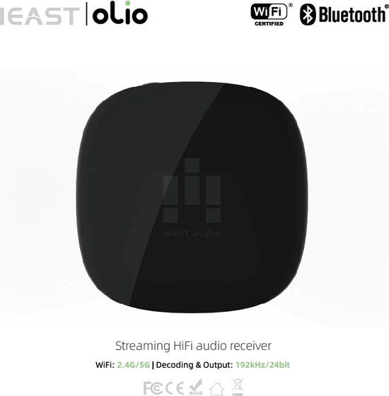 iEAST Olio - Draadloze Audio Streamer/Ontvanger - WiFi & Bluetooth - Multiroom - Airplay 2 - Spotify Connect - Zwart