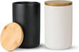 Merkloos Premium set van 2 potten en bamboedeksel, luchtdicht, voorraaddozen met deksel, 2 x 950 ml, noir, blanc