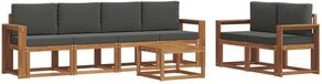 vidaXL - Salon d'angle - 6 places - Naturel et anthracite - Acacia bois