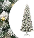 vidaXL Kunstmatige Hinged Kerstboom 300 LED's Groen en Wit 180 cm
