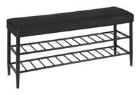 Relaxdays Schoenenbank met zitkussen - 100 cm breed - kunstleer - zwart