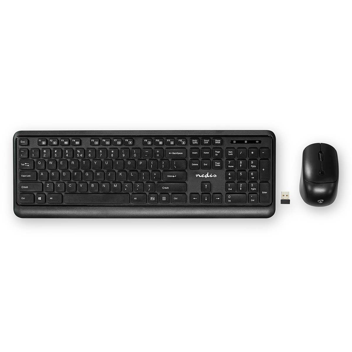 Nedis KBMCW100BKUS QWERTY Zwart Toetsenbord met Muis