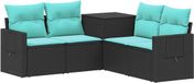 vidaXL Canapé - 5 pièces - Noir et Bleu - 179 x 179 x 85 cm