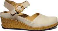 Durea 5919 565 Taupe Platte Sandalen Vrouwen Breed Suède Klittenband