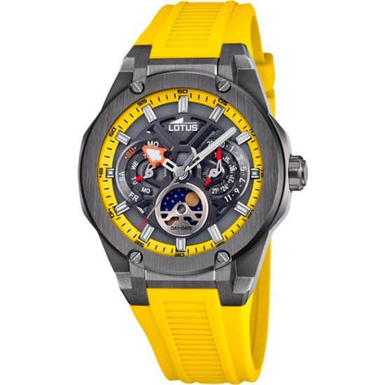 Lotus 18946/1 Heren Polshorloge - Geel - Zwart - Siliconen Band - 46 mm - 10 ATM