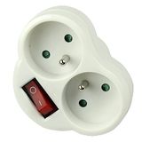 PremiumCord Adapter ronde stekker op 2 x rond stopcontact met schakelaar 250 V, wit ppr05