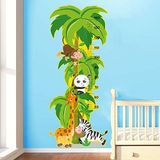 Stickers Kinderen | Muursticker Jungle Dieren, Wanddecoratie Kinderkamer - 145x 60 cm