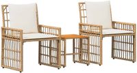 vidaXL - Buitenmeubels - set - 3 - st - Natuurlijk - en - Crème - Wit