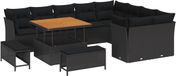 vidaXL Tuinbank - Set - 12 zitplekken - Zwart - Polyrattan