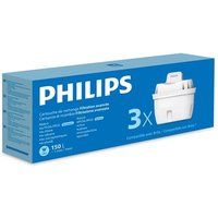 Philips Watervervangende filterpatronen, 3-pack, Brita-compatibel, vermindert microplastic, chloor, kalkaanslag, zware metalen