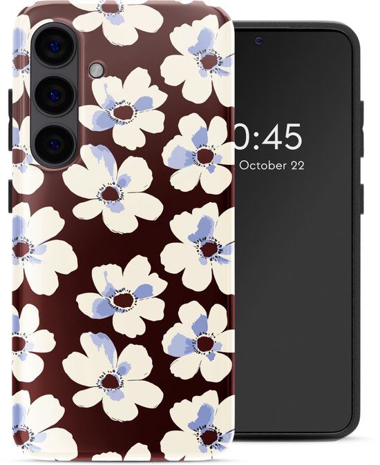 Selencia Hoesje - Geschikt voor Samsung Galaxy S24 - Backcover - Choco Flower Pop