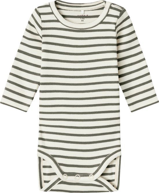 NAME IT - NBNBANI LS BODY NOOS - Baby - Bodies - Unisex - Dusty Olive - Gestreept - Lange mouw