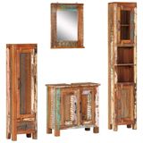 vidaXL Ensemble de meubles de salle de bain 4 pièces, bois de récupération massif