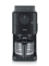 Severin Cafetière filtre avec verseuse en verre, mouture individuelle, 10 tasses, 1,25 L, arrêt goutte à goutte, cuillère incluse, filtre permanent, brosse de nettoyage, arrêt automatique, 1000 W, noir, KA