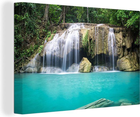 OneMillionCanvasses Canvas Schilderij - Waterval - Tropisch - 150x100 cm