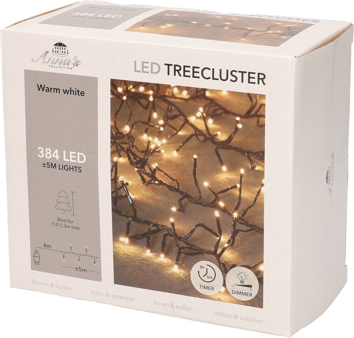 Anna's Collection Kerstverlichting Clusterverlichting - 384 Lampjes - Warm Wit - 5 m - Met Timer en Dimmer