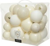 Decoris Kaemingk B.V. 52x stuks kunststof kerstballen wol wit 6-8-10 cm - Onbreekbare plastic kerstballen