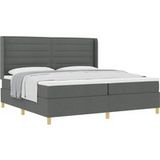 Prolenta Maison Exclusive - Boxspringbed met matras, donkergrijs, 200 x 200 cm, gestoffeerd