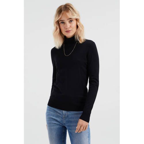 WE Fashion fine knit sweater with wool black