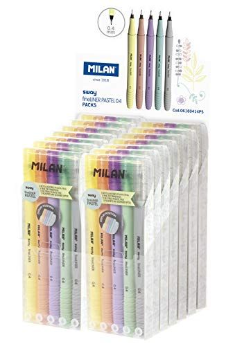 Displaybox - 14 etuis - 5 SWAY fineliner viltstiften - pastelkleuren