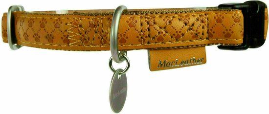 Macleather Halsband Bruin - Kunstleren Klikhalsband voor Honden - Verstelbaar