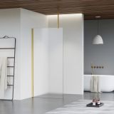 Fortifura Galeria inloopdouche - 40x200cm - mat glas - plafondarm - PVD - geborsteld messing (goud)