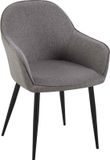 CLP Boise Eetkamerstoel - Met armleuning - Metalen frame - Stof - donkergrijs