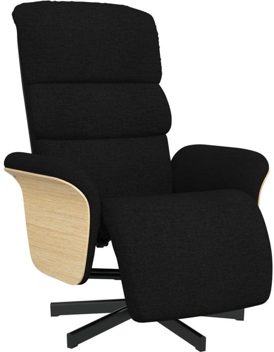 vidaXL Fauteuil verstelbaar met voetensteun stof zwart