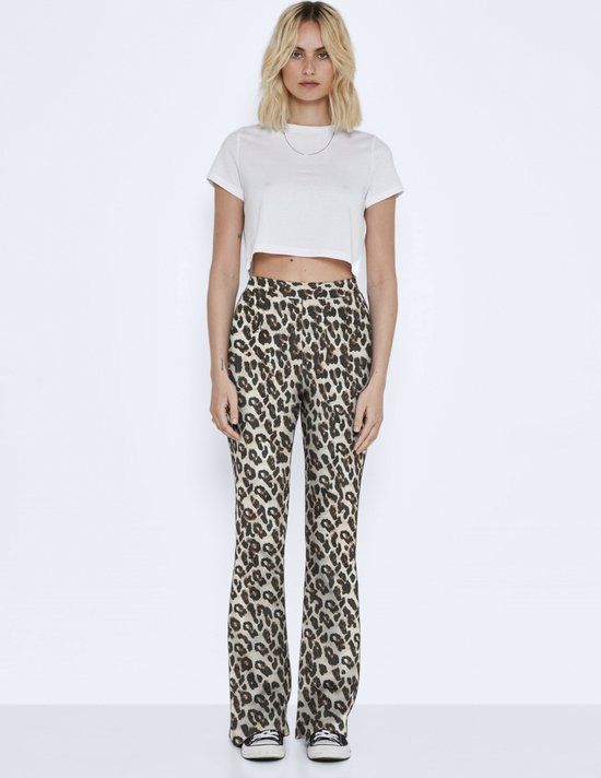 NOISY MAY NMPASA High Waist Flared Pants - Black/Leo - XS