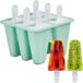 Merkloos Relaxdays siliconen ijsvormpjes - 6 stuks - 80 ml per waterijsvorm - met stokjes - kinderen - turquoise/wit