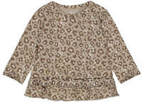 Quapi Quapi newborn baby longsleeve Peggy met panterprint en ruches taupe/beige