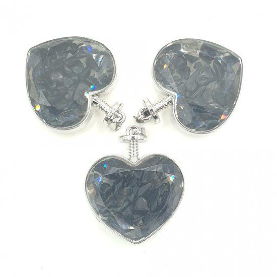 Onyx Hart Hanger - Zwart - Edelsteen - 6 cm