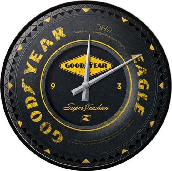Nostalgic Art Goodyear Tires Eagle Wiel Wandklok - 30 cm - Zwart