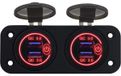 ProRide USB-A-autolader - 4 poorten - QC3.0 - 36W - Met schakelaar - Tweevoudig inbouw - 12V - Rood