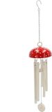 World of Weather Windgong - vliegenzwam paddenstoel - aluminium - 12 x 64 cm - Tuin/balkon