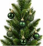 Decoris Mini kerstballen - 28x st - vert foncé - D3 cm - kunststof