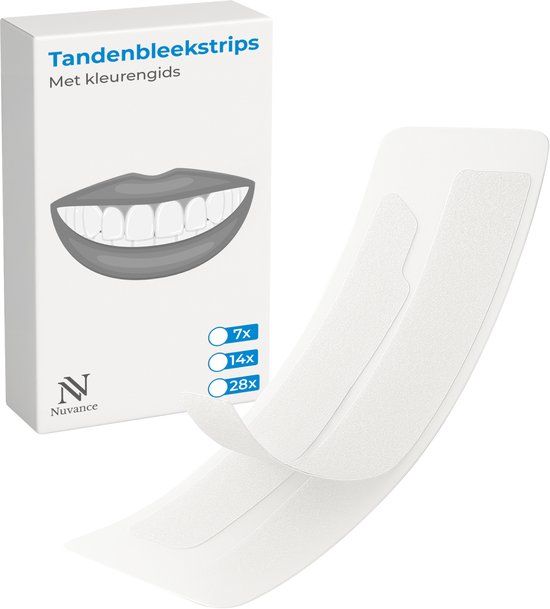 Nuvance Teeth Whitening Strips - Tanden Bleekstrips - Tandenbleekset - Tanden Bleken - met 0% Peroxide - 14 Sets/28 Strips