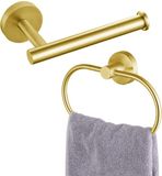 Ibenzoa Set d'accessoires de salle de bain dorés avec anneau porte-serviettes ovale et porte-rouleau