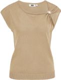 WE Fashion Dames fijngebreide trui met goud accent