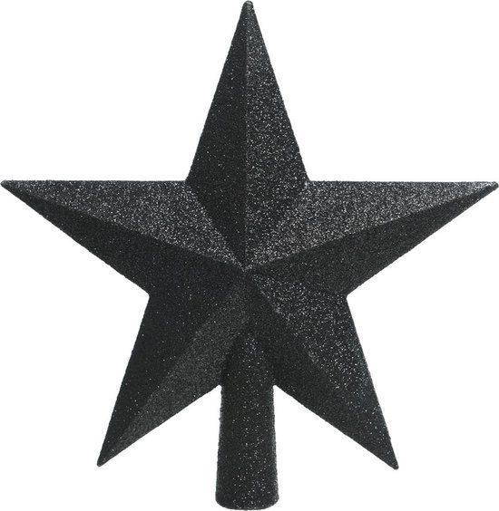 Decoris - Piek - Plastic Ster - Glitter - Zwart