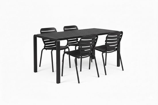 Zuiver Vondel Tuinset 4 personen - tuintafel + 4 stoelen Zwart