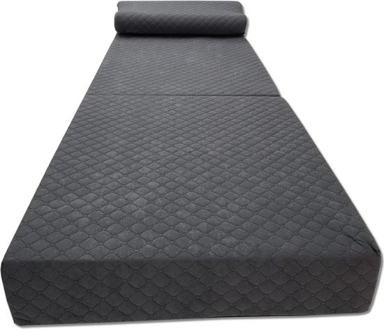 Viking Choice Luxe logeermatras met hoofdkussen- grafiet - camping matras - zitbank - opvouwbaar - 200x70x15 cm 200 cm / 70 cm / 15 cm