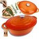 Hage - Geëmailleerde Gietijzeren Braadpan met Deksel - 6 Liter - Oranje