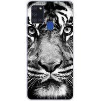 Samsung Galaxy A21S Tigre blanc et noir bedrukt siliconen hoesje