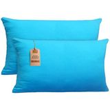 NatureMark Set van 2 jersey kussenhoezen in vele maten en kleuren, voor zijligging of nekkussen, 40 x 80 cm, turquoise