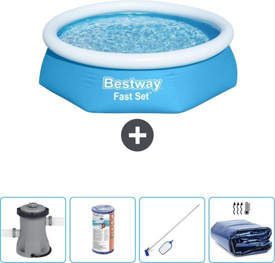 Bestway Fast Set Zwembad Rond - 244 cm - Blauw - Compleet met Accessoires