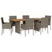 vidaXL 7-delige Tuinset met Kussens, Poly Rattan, Grijs